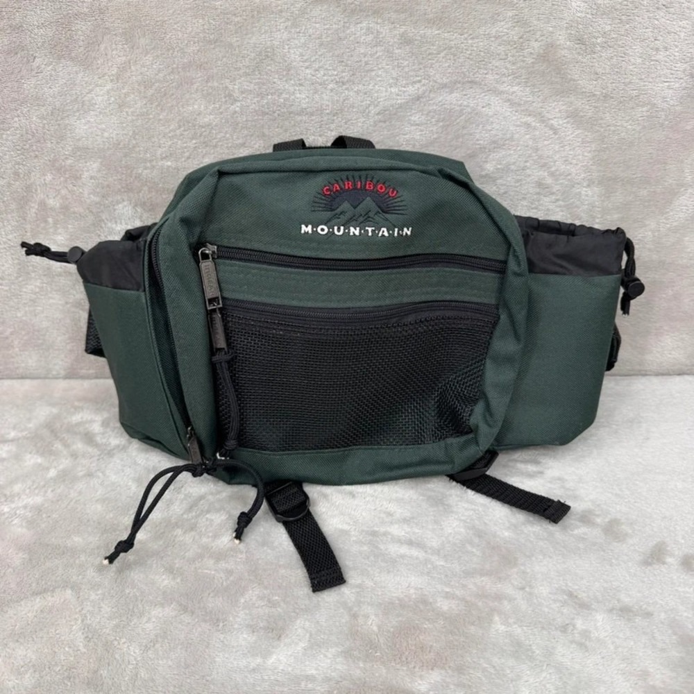 Caribou Mountain Hiking Lumbar Waist Pack Forest Green Water Bottle Holder Bag